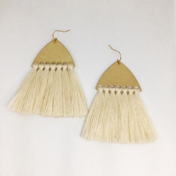 Anthropologie Jewelry - NWT Anthropologie cream tassels earrings